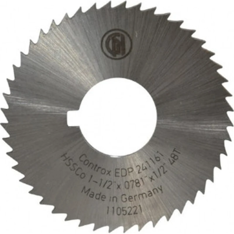 Controx-Neuhauser 1-1/2 x 0.0781, 1/2 Arbor, 48-Tooth Cobalt Slitting & Slotting Saw Uncoated, RH Cut, Straight Teeth...
